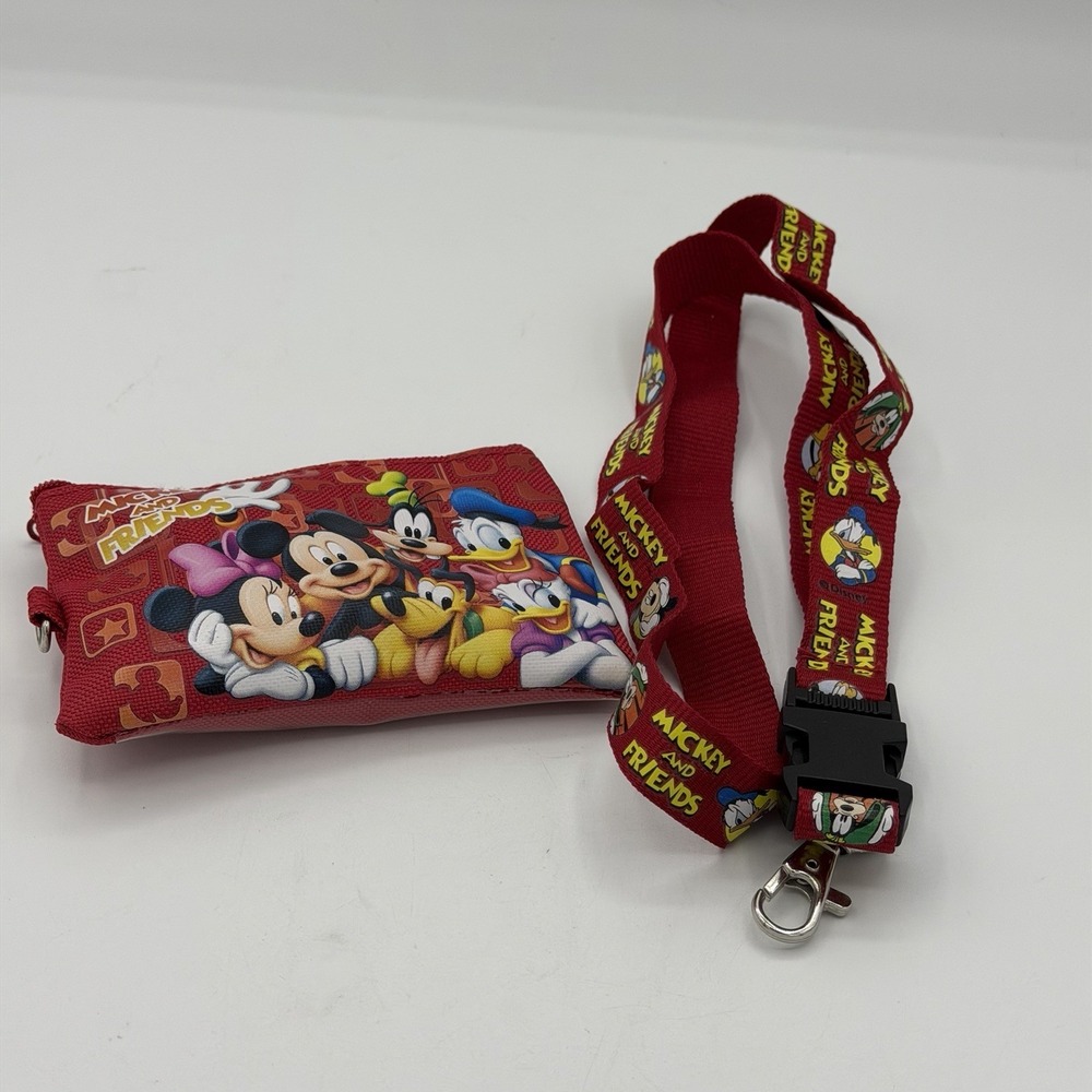 DISNEY MICKEY MOUSE&FRIENDS LANYARD WITH DETACHABLE COIN POUCH/WALLET/PURSE-NEW